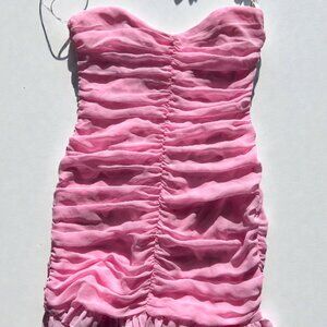 for Love & Lemons Bailey Mini Dress [Sz S] Sleeveless Pink Chiffon Ruched